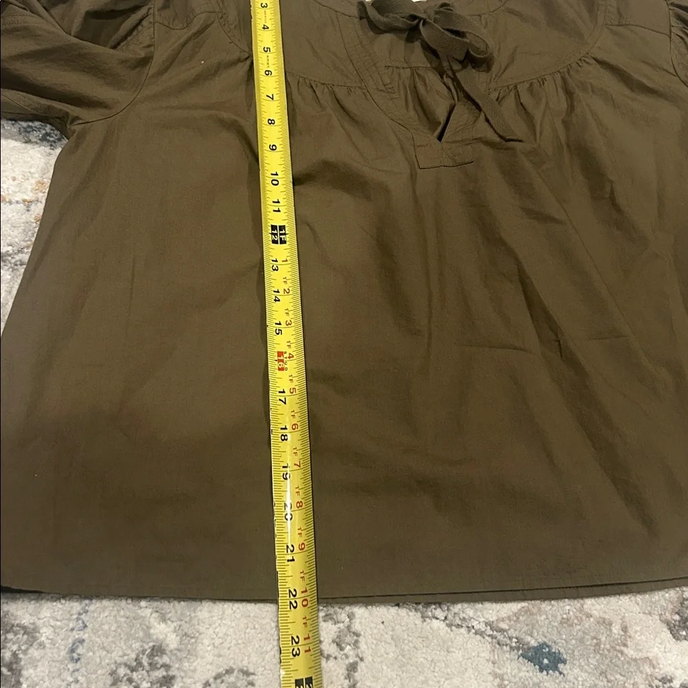 Ulla Johnson Delaney Blouse Olive Green Cotton Puff Sleeve Top Size 4 Boho Chic - Picture 12 of 12